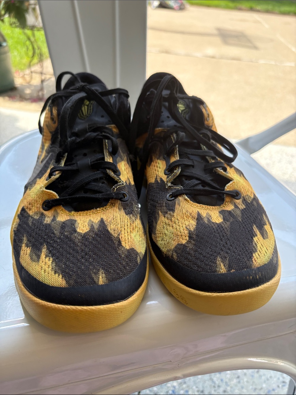 Nike Black and Yellow Camo Low-Top Sneakers